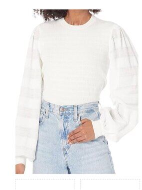 Club Monaco Woven Sleeve Crew Chandails top - White